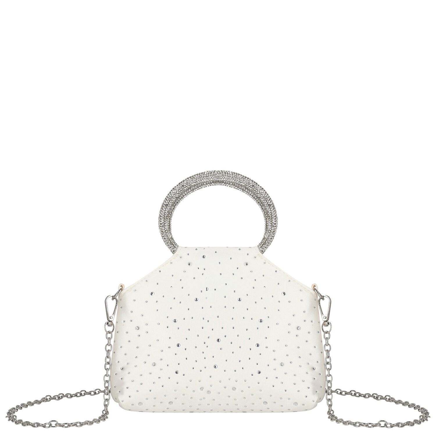 Girls Ivory Rhinestone Embellished Handbag ( 23cm ), 1, hi-res