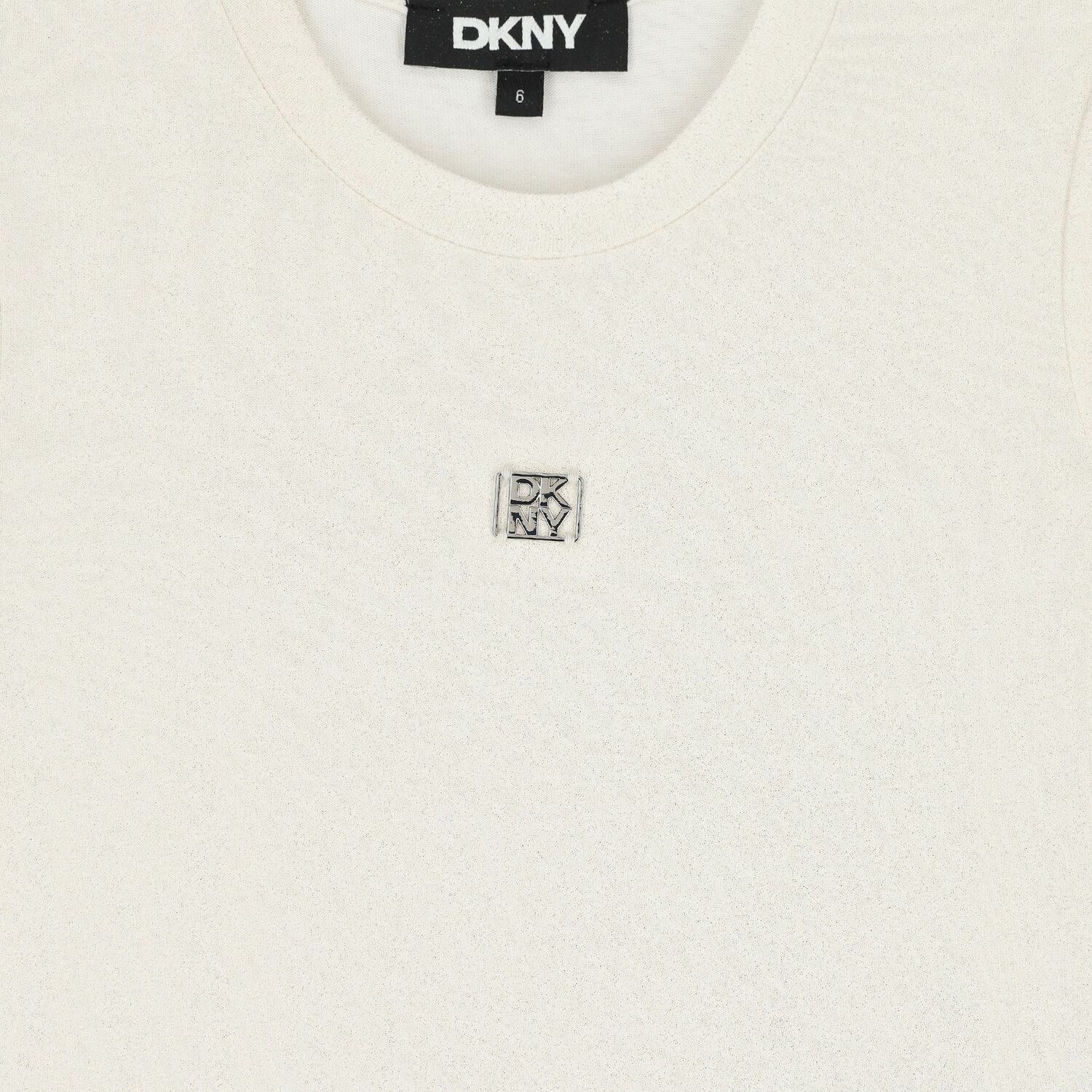 Girls Ivory & White Logo Dress , 1, hi-res