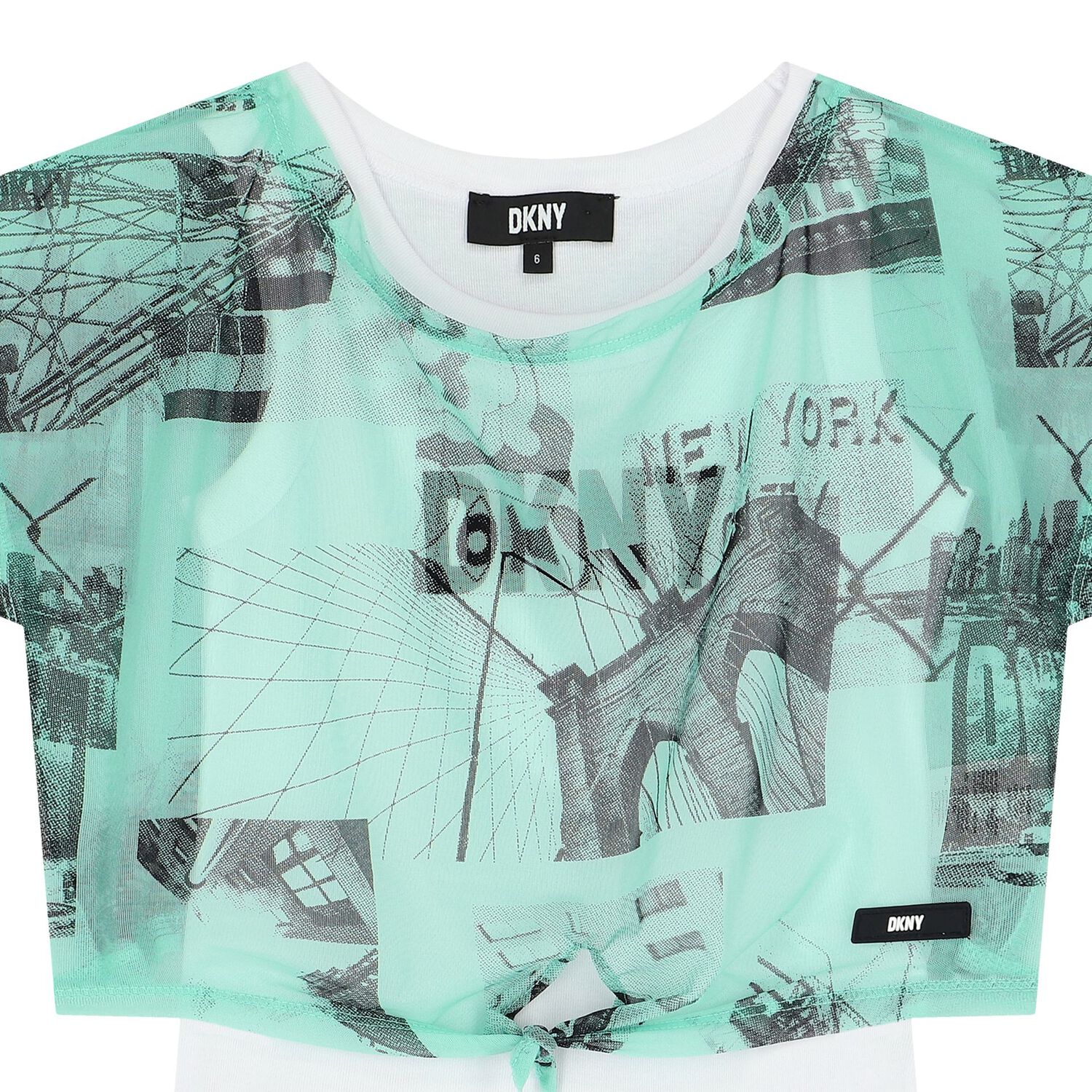 توب بنات الشعار 2 في 1 باللون الأبيض و الأخضر, 1, hi-res