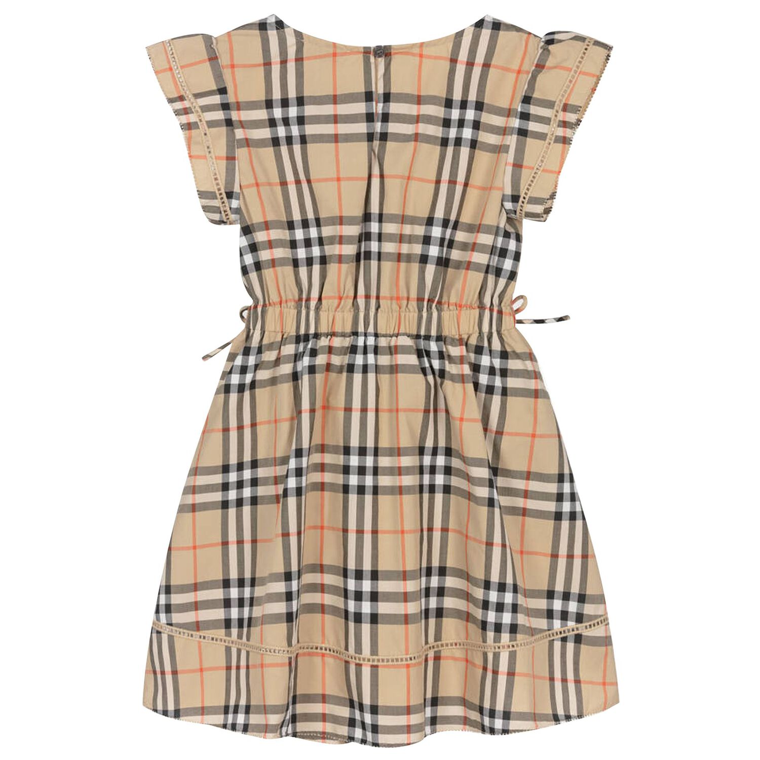 Girls Beige Check Dress, 1, hi-res