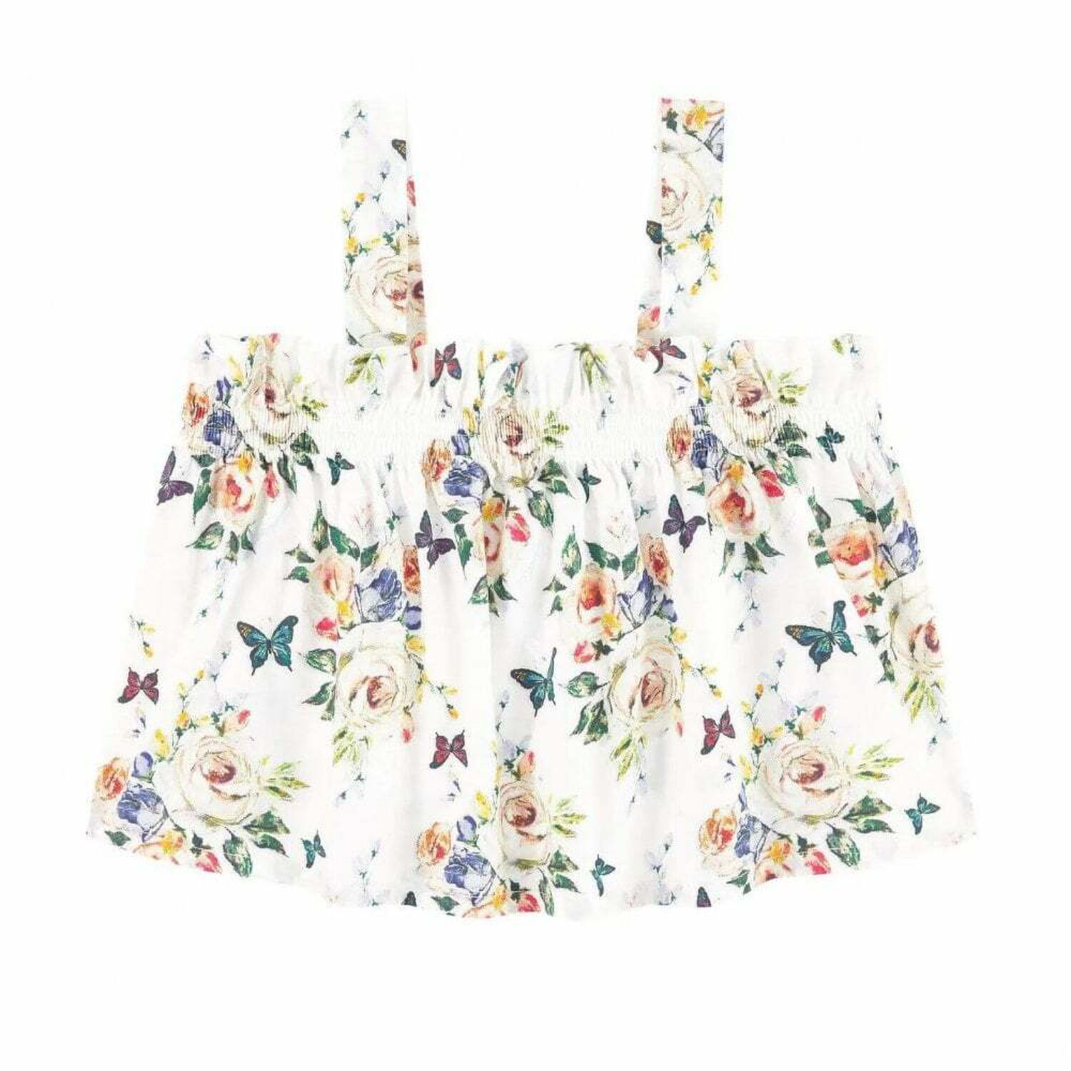 Girls White Floral Crop Top, 1, hi-res image number null