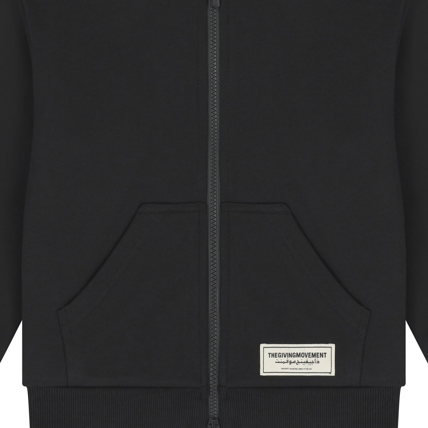 توب هودي اوفر سايز بسحاب بالشعار باللون الأسود, 1, hi-res