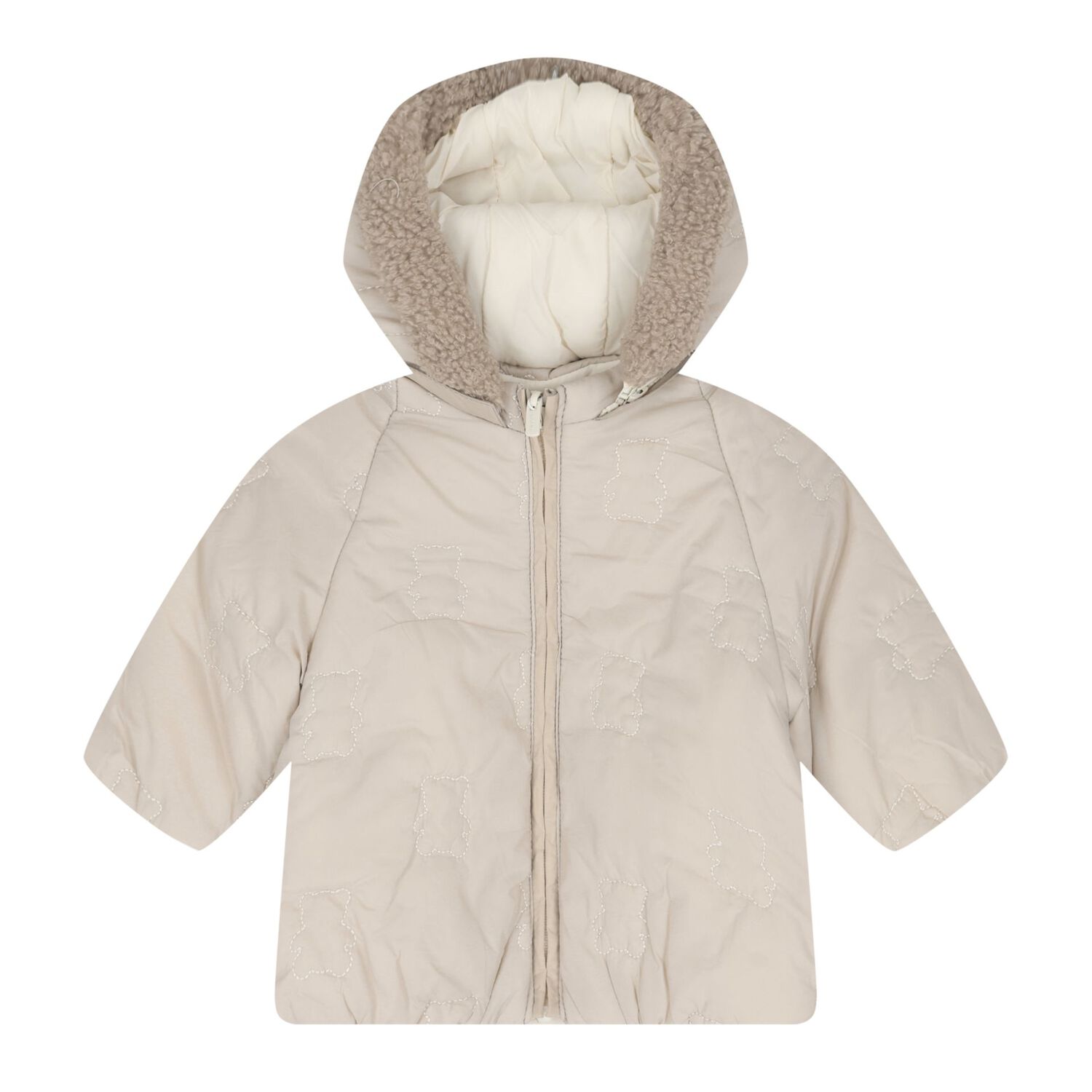 Baby Boys Beige & Ivory Reversible Coat, 1, hi-res