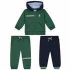 Younger Boys Navy & Green 3 Piece Tracksuit, 1, hi-res