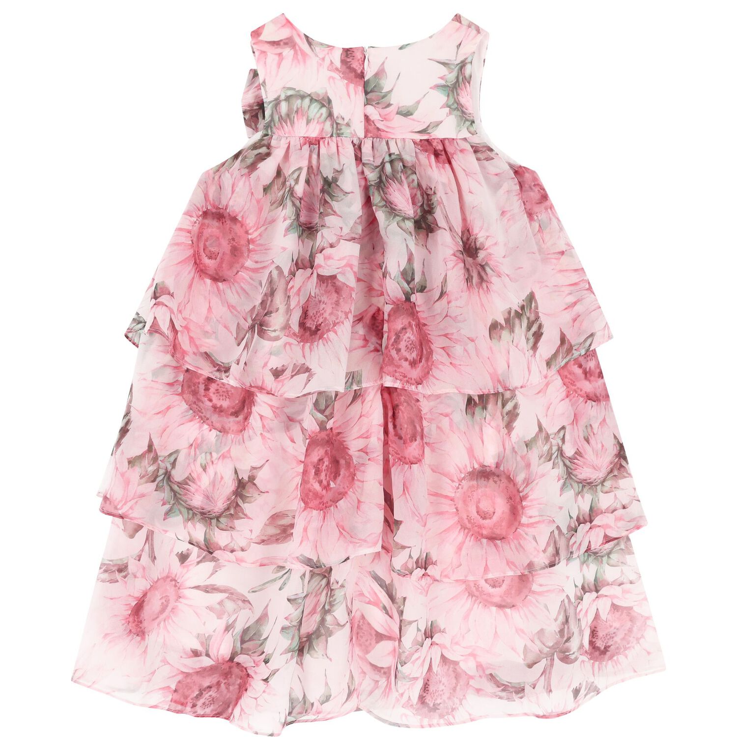 Girls Pink Floral Chiffon Dress, 1, hi-res image number null