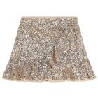 Girls Gold Sequin Skirt Set, 2, hi-res