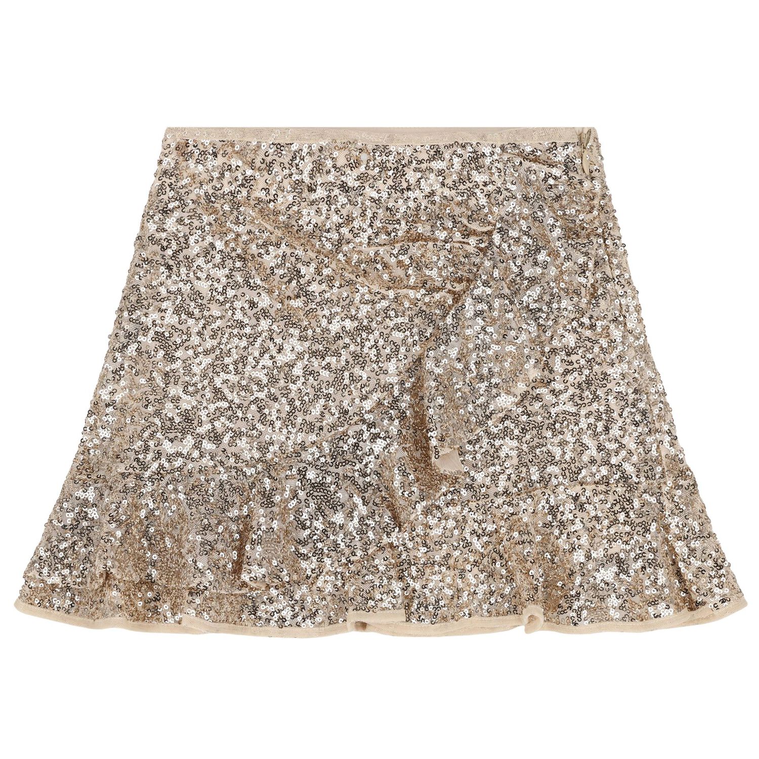 Girls Gold Sequin Skirt Set, 2, hi-res