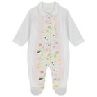 Baby Girls White Floral Babygrow, 1, hi-res