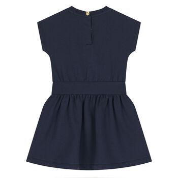 Younger Girls Navy Blue Logo Dress