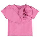 طقم تنورة بناتي باللون الوردي و الابيض  مزين بالزهور, 2, hi-res