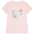 Girls Pink Logo Floral T-Shirt, 2, hi-res