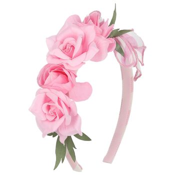 Girls Pink Rose Headband