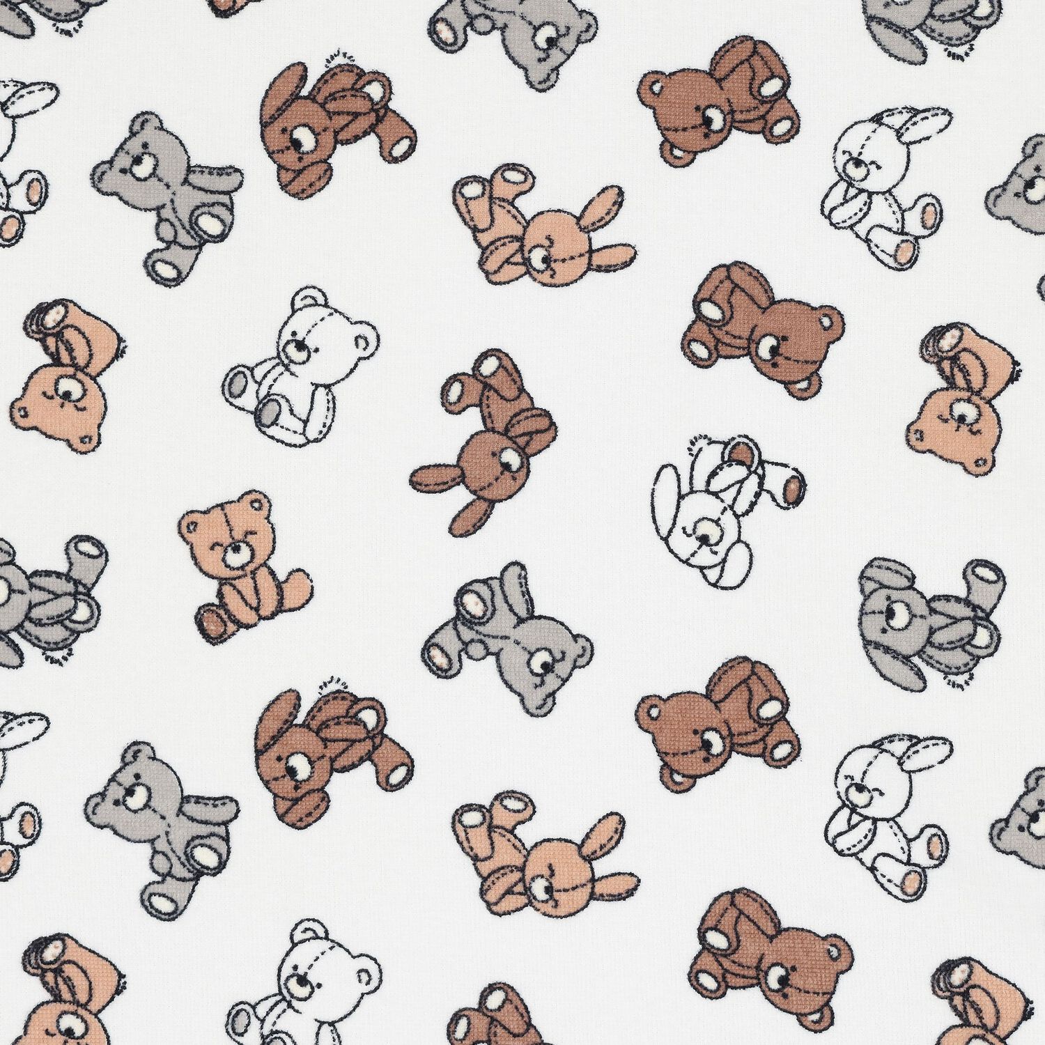 منشفة بطبعة دب تيدي وأرنب باللون الأبيض, 1, hi-res