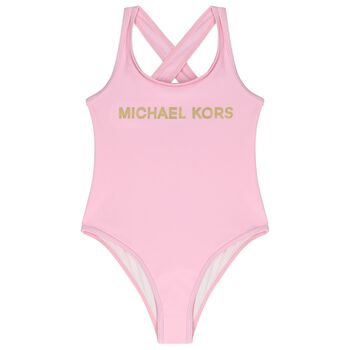Girls Pink Logo Swimsuit