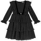 Girls Black & White Dot Chiffon Dress, 1, hi-res