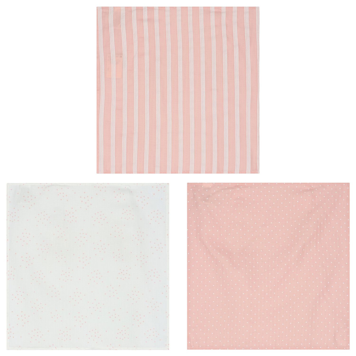 Baby Girls White & Pink Muslins (3-Pack), 2, hi-res image number null