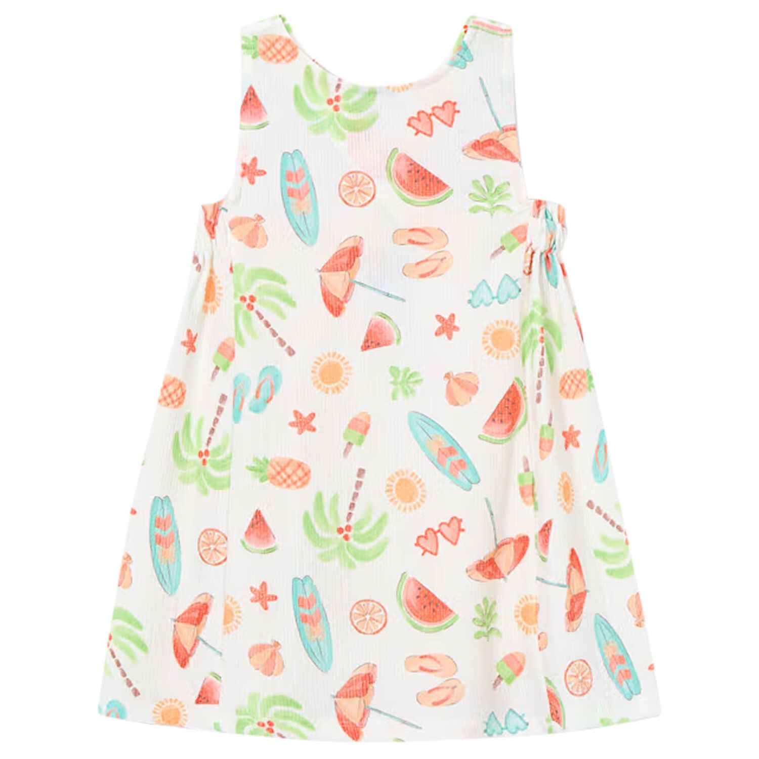Girls White Fruit Dress, 1, hi-res