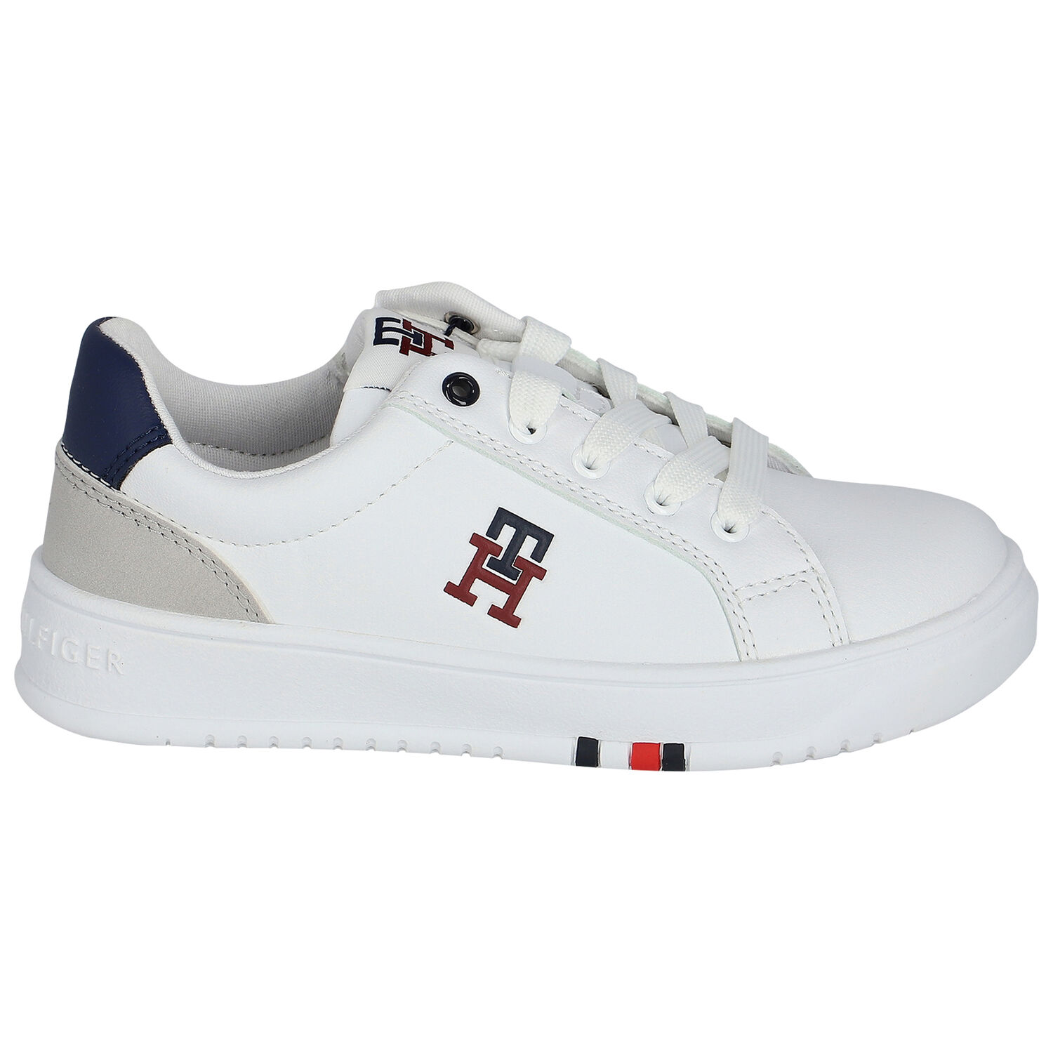 White Leather Logo Trainers, 1, hi-res