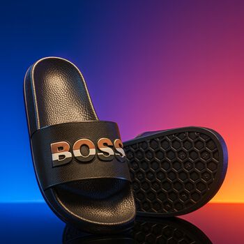 Boys Black Logo Sliders