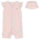 Baby Girls Pink Logo Romper Set, 1, hi-res