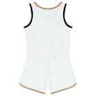Girls White Logo Playsuit, 1, hi-res
