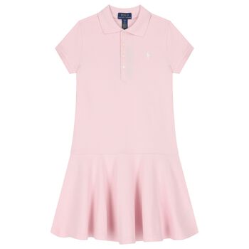 Girls Pink Logo Polo Dress