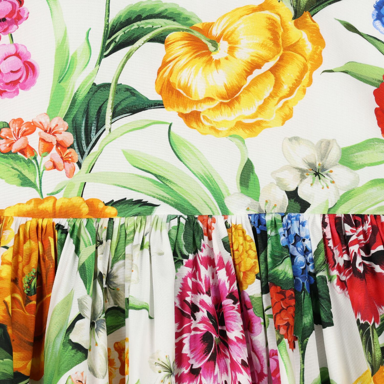 فستان بنات بطبعة الزهور باللون العاجي , 1, hi-res