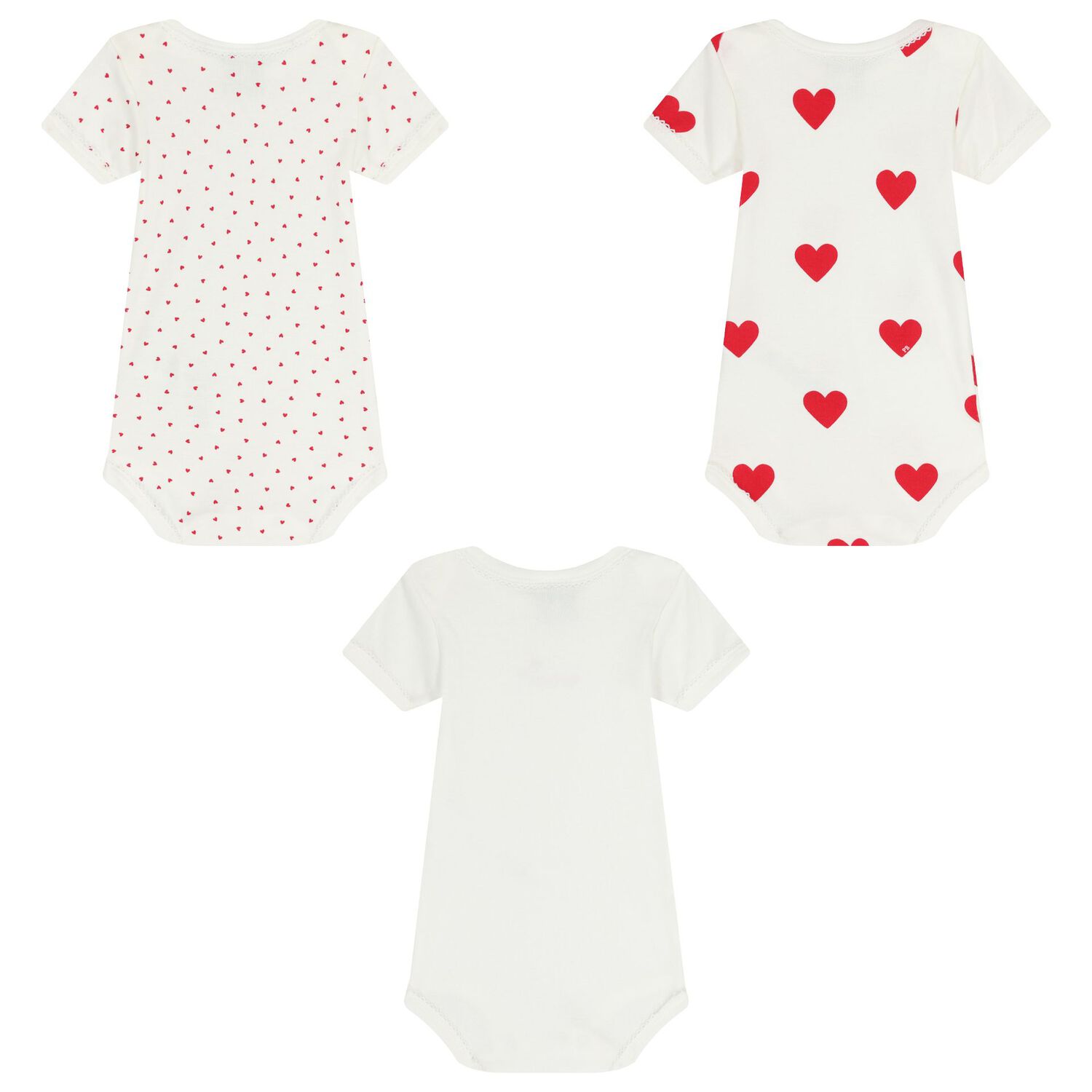 بودى سوت بنات بطبعه قلب باللون العاجى ( 3 قطع ) , 1, hi-res