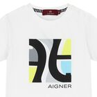 تيشيرت أولاد بالشعار باللون الأبيض, 1, hi-res