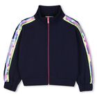 Girls Navy Blue Sequin Zip Up Top, 1, hi-res