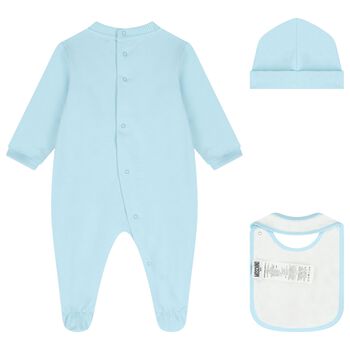Blue Teddy Bear Logo Babygrow Gift Set