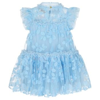 Girls Blue Embellished Tulle Dress