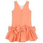 Girls Orange Bow Dress, 1, hi-res