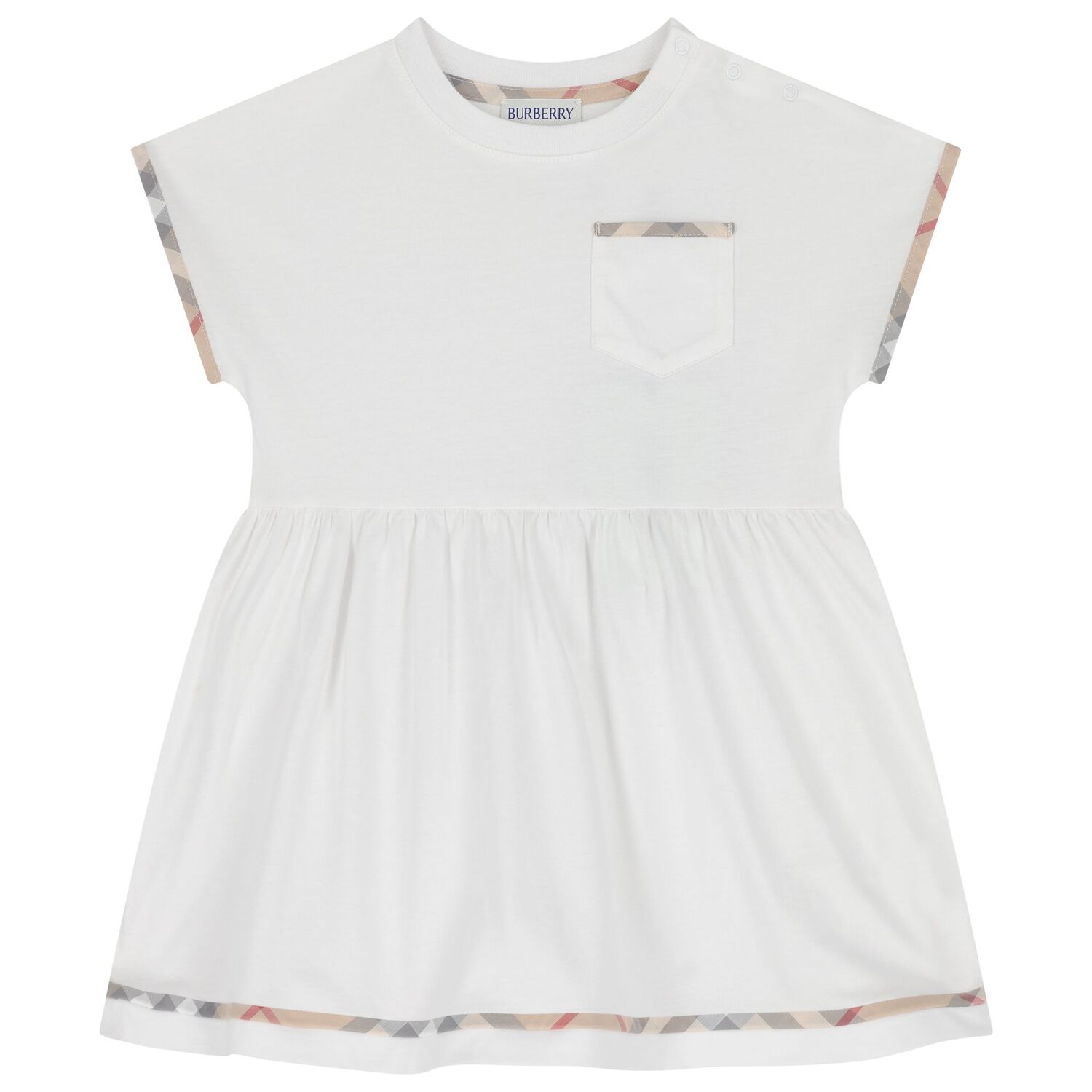 طقم فستان أبيض منقوش للبنات الصغار, 1, hi-res
