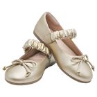 Girls Gold Bow Shoes, 3, hi-res