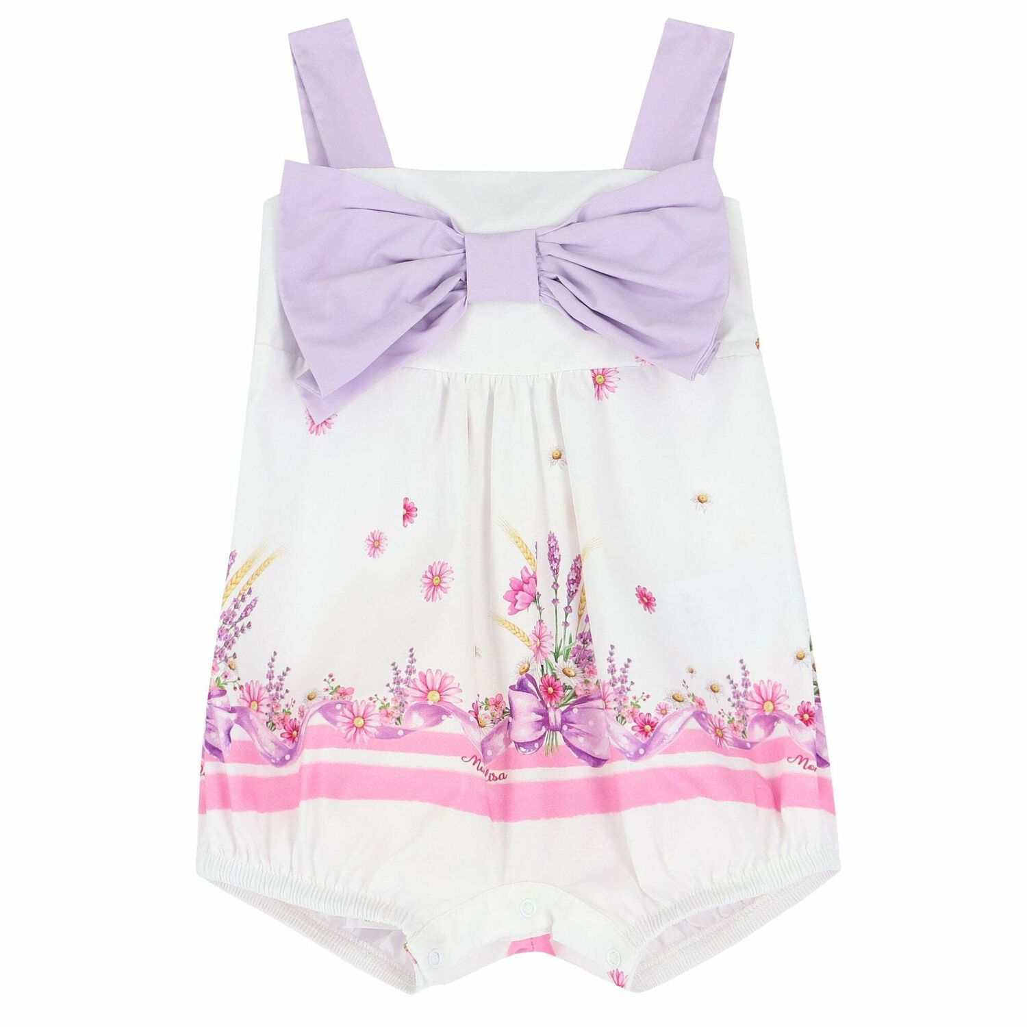 Baby White, Pink & Lilac Romper, 1, hi-res
