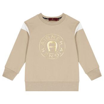 Boys Beige Logo Sweatshirt