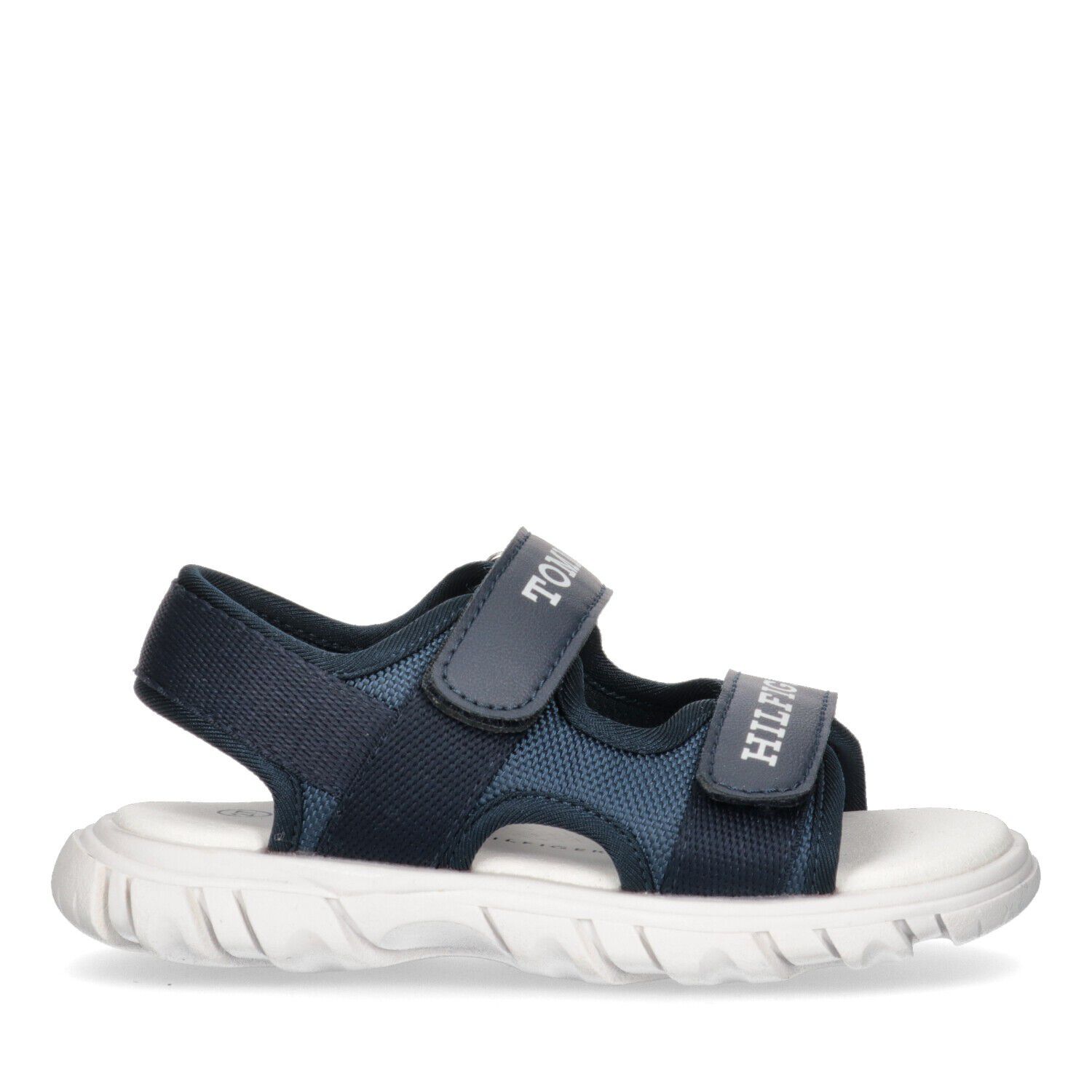 Boys Navy Blue Logo Sandals, 1, hi-res