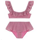 Girls Pink Lumiere Ruffle Bikini, 1, hi-res