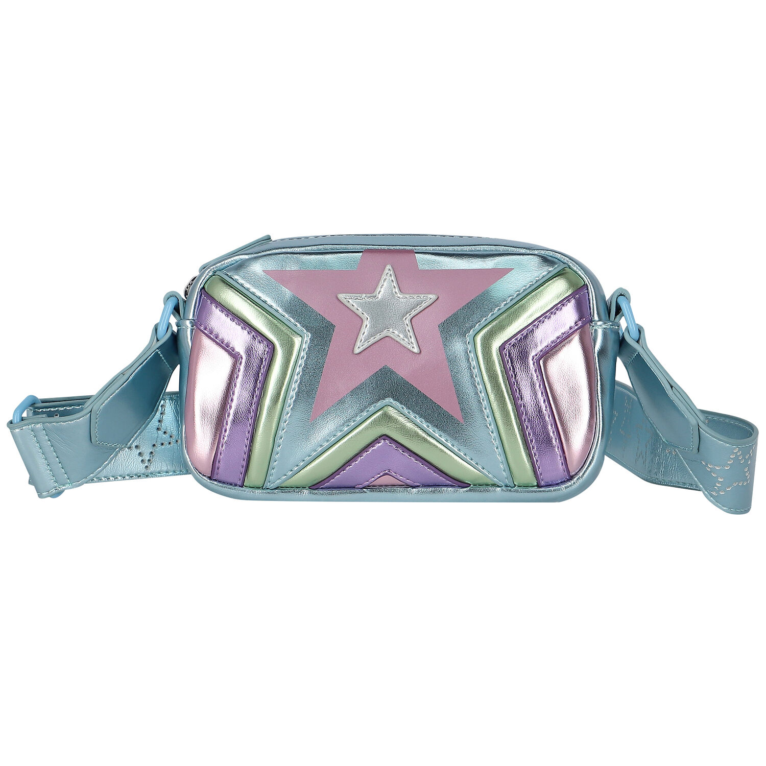 حقيبة بنات جلد لامعه باللون الازرق, 1, hi-res