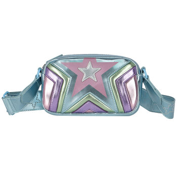 Girls Blue Metallic Faux Leather Bag