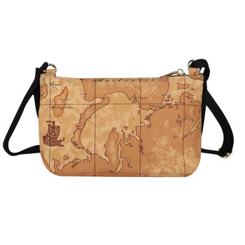 Girls Beige & Black Geo Map & Bow Handbag