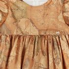 فستان للبنات باللون بيج بشعار خريطة جغرافية, 1, hi-res