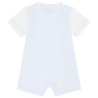 Baby Boys White & Blue Romper, 1, hi-res