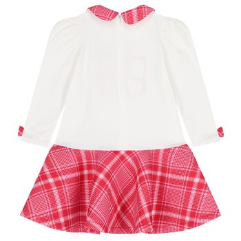Girls Ivory & Red Bow Dress