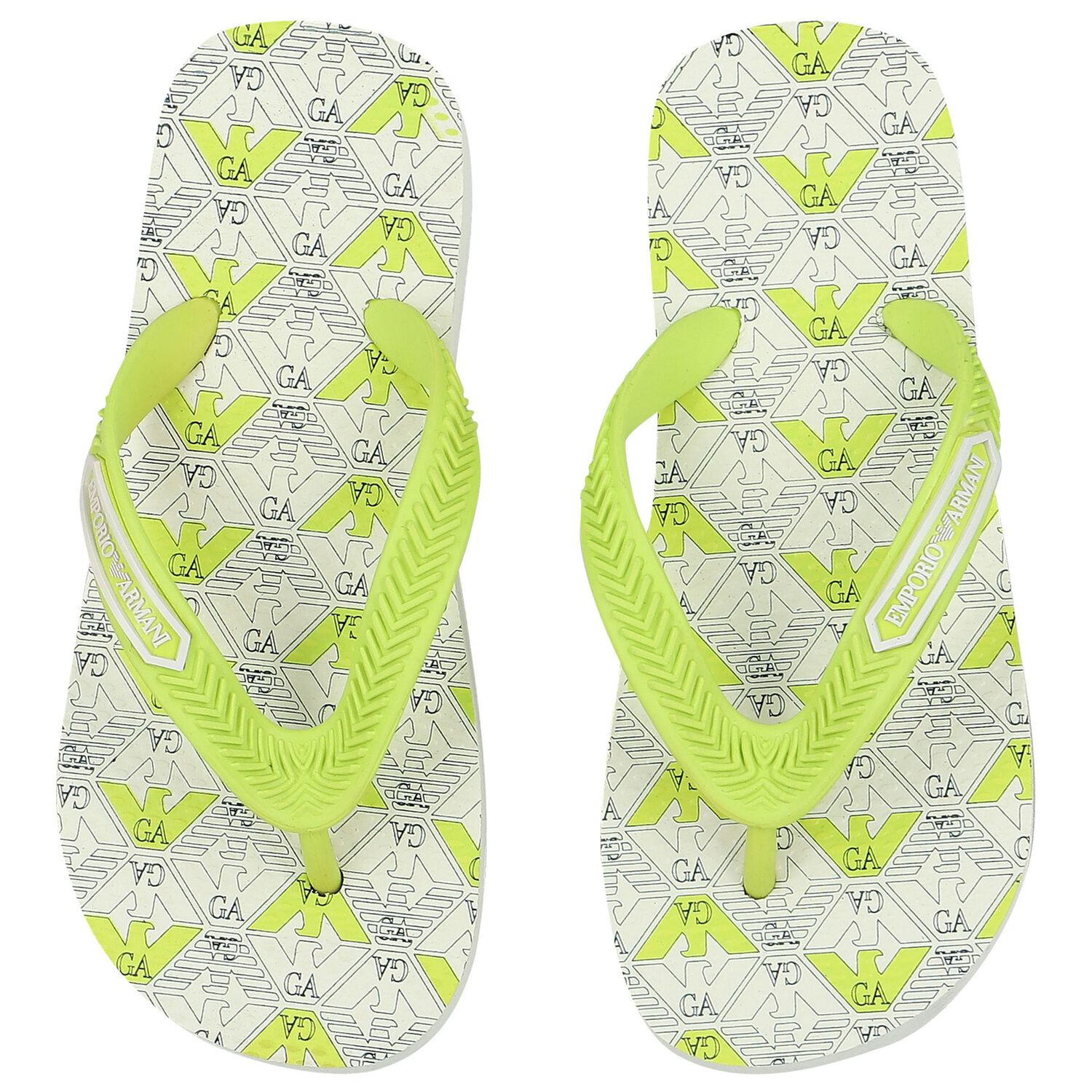 Ivory & Green Logo Flip Flops, 1, hi-res image number null