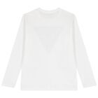Boys White Logo Long Sleeve Top, 1, hi-res