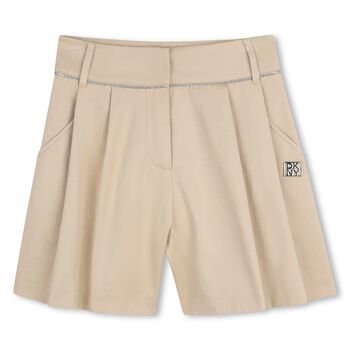 Girls Beige Logo Shorts