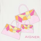 تيشيرت بنات بطبعة حقيبة باللون الأبيض, 2, hi-res