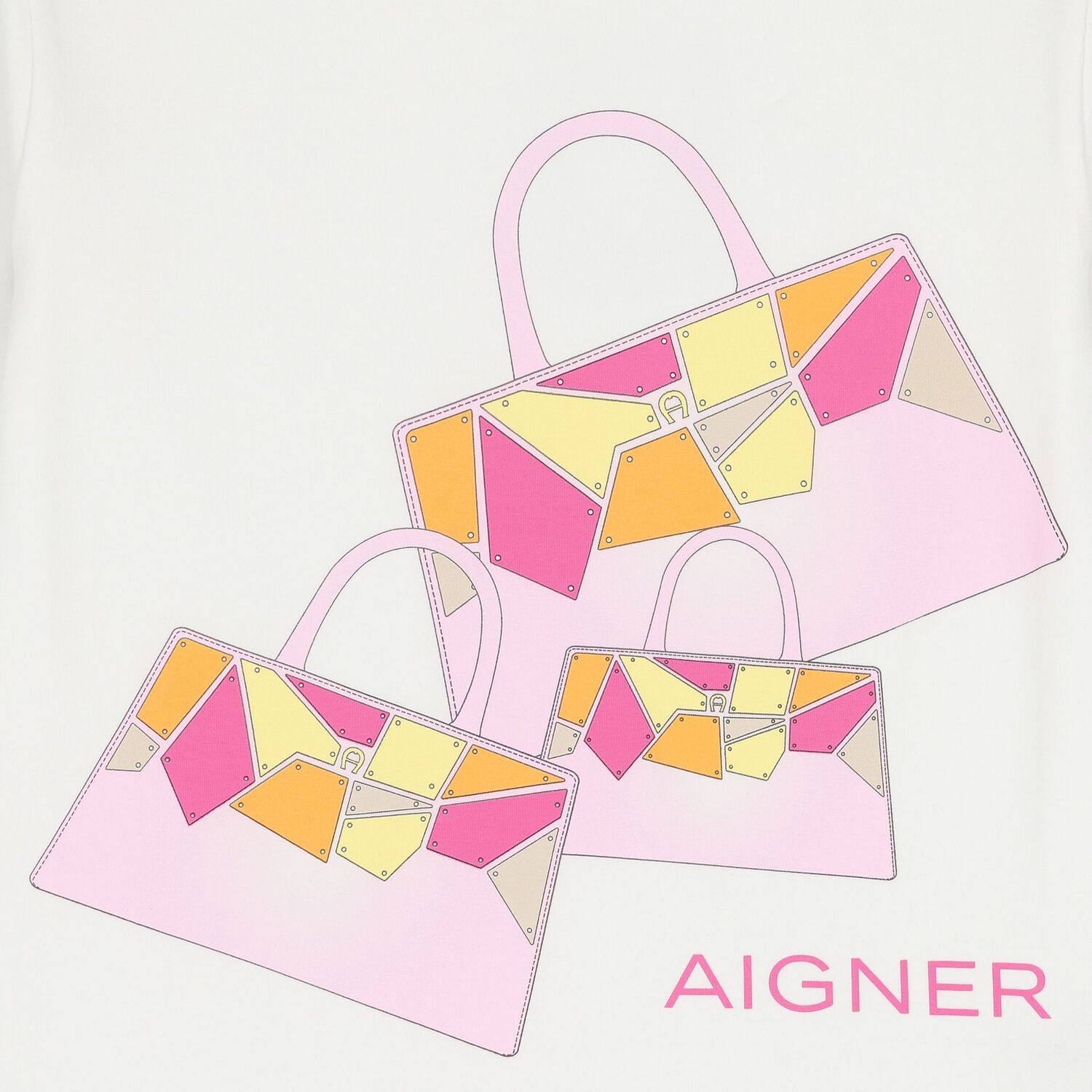 تيشيرت بنات بطبعة حقيبة باللون الأبيض, 2, hi-res image number null